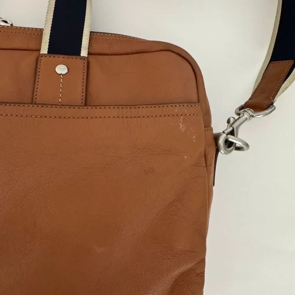 Coach Heritage Leather Briefcase Laptop Business Bag Brown Canvas Handle F70812